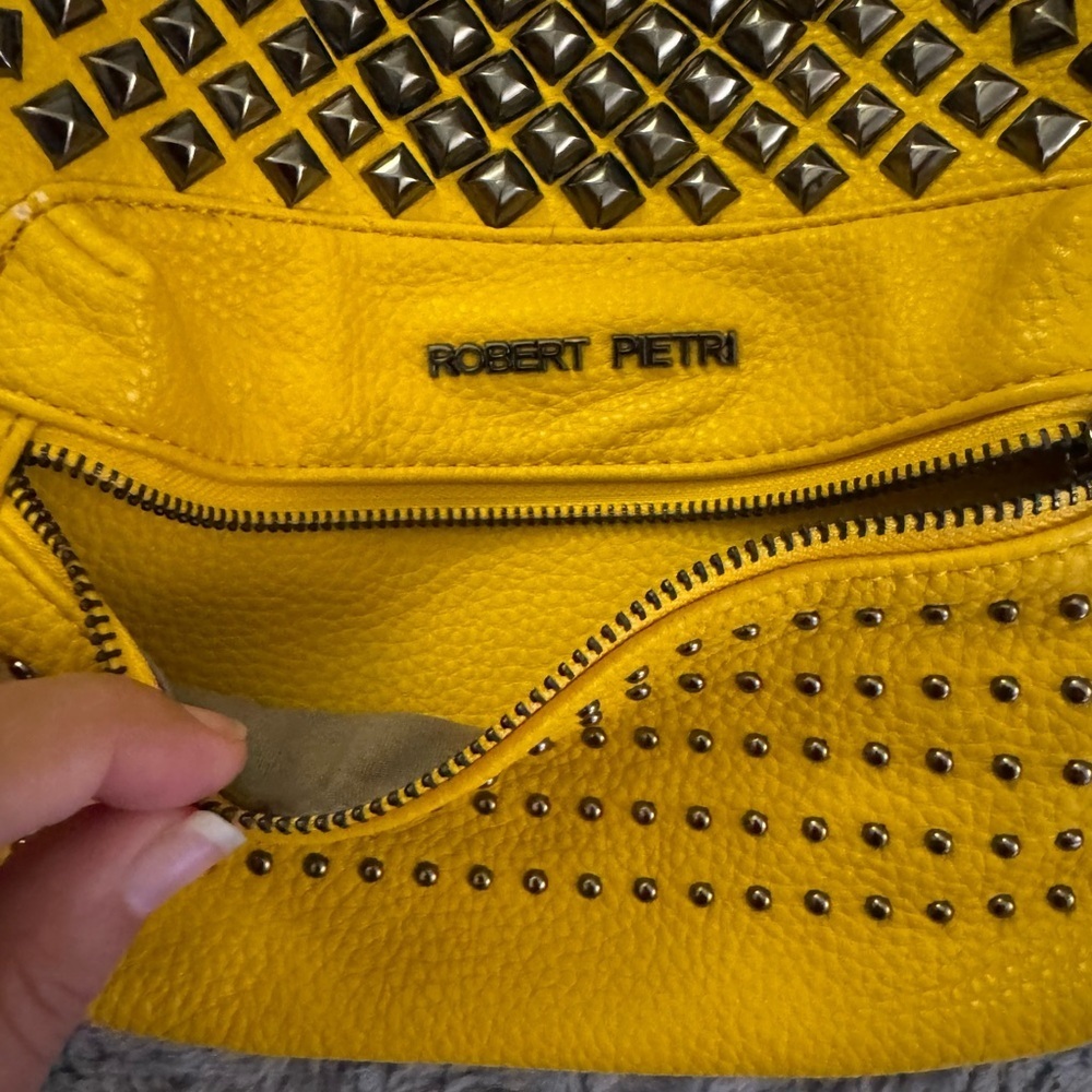 ROBERT PIETRI Yellow Studded Leather Backpack - Picture 13 of 15